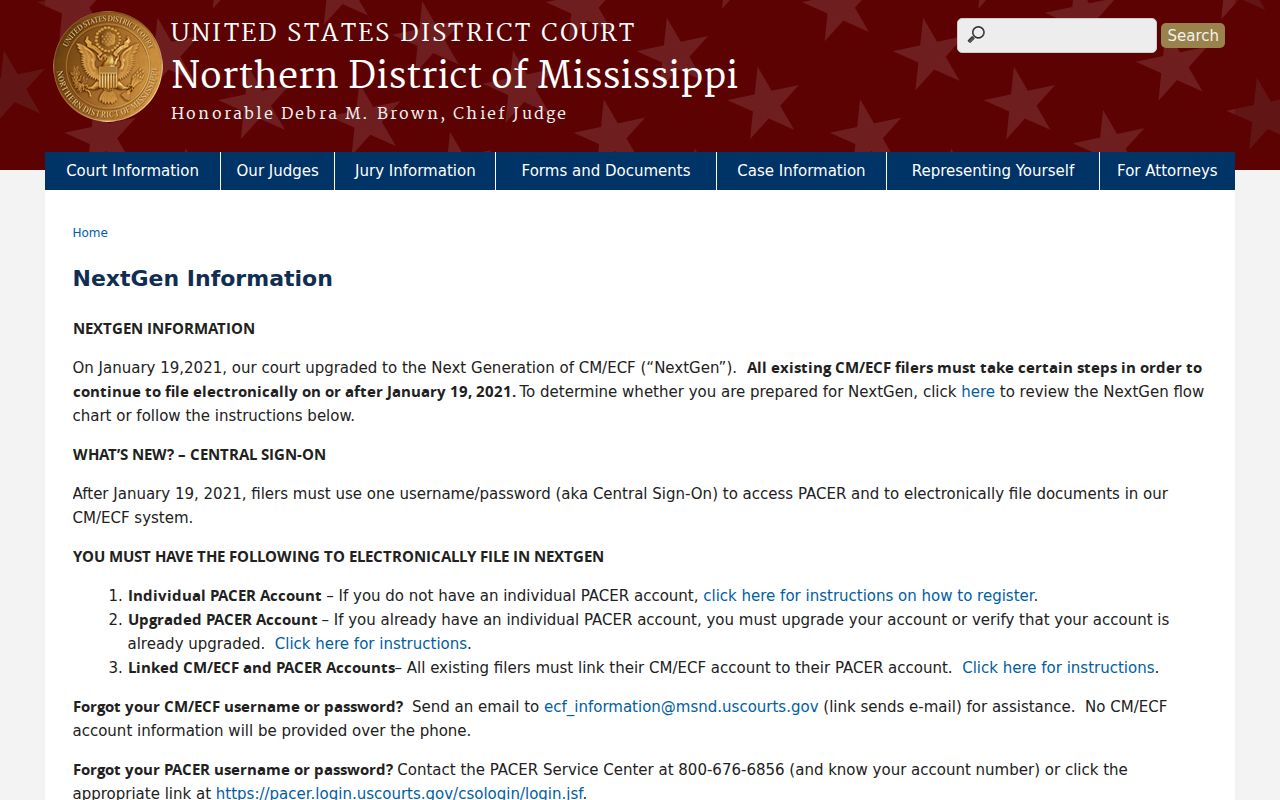 Quitman County case lookup source, Northern District NextGen notice