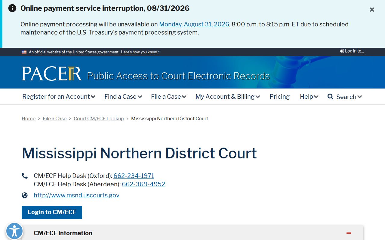 Quitman County case lookup source, PACER Northern District court lookup