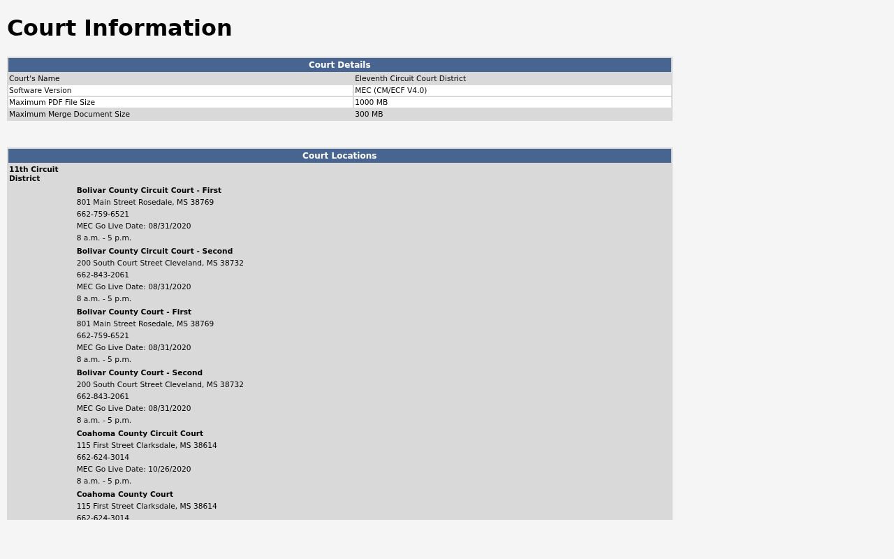 Quitman County criminal court docket Eleventh Circuit CourtInfo page