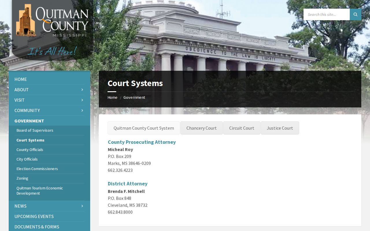 Quitman County court docket county court systems directory