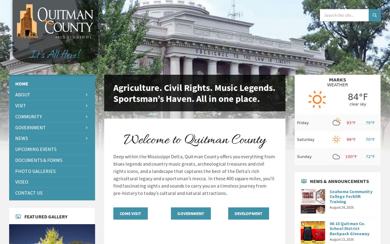 Quitman County court docket official county government starting page