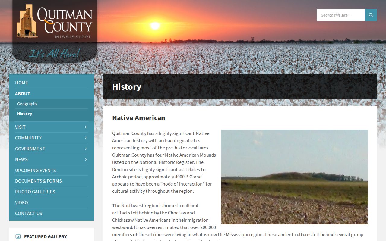 Quitman County court records official county history page