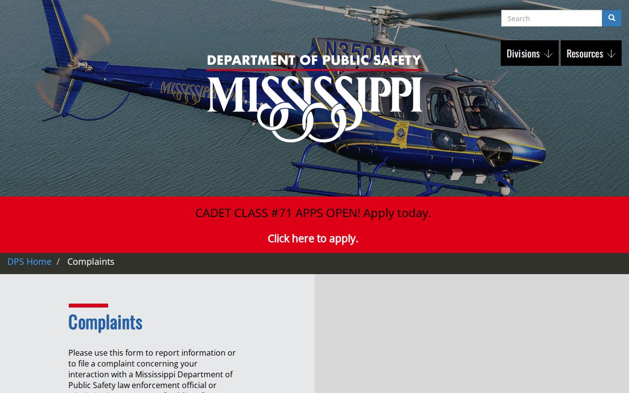 Quitman County traffic ticket court routing shown by Mississippi DPS citation guidance